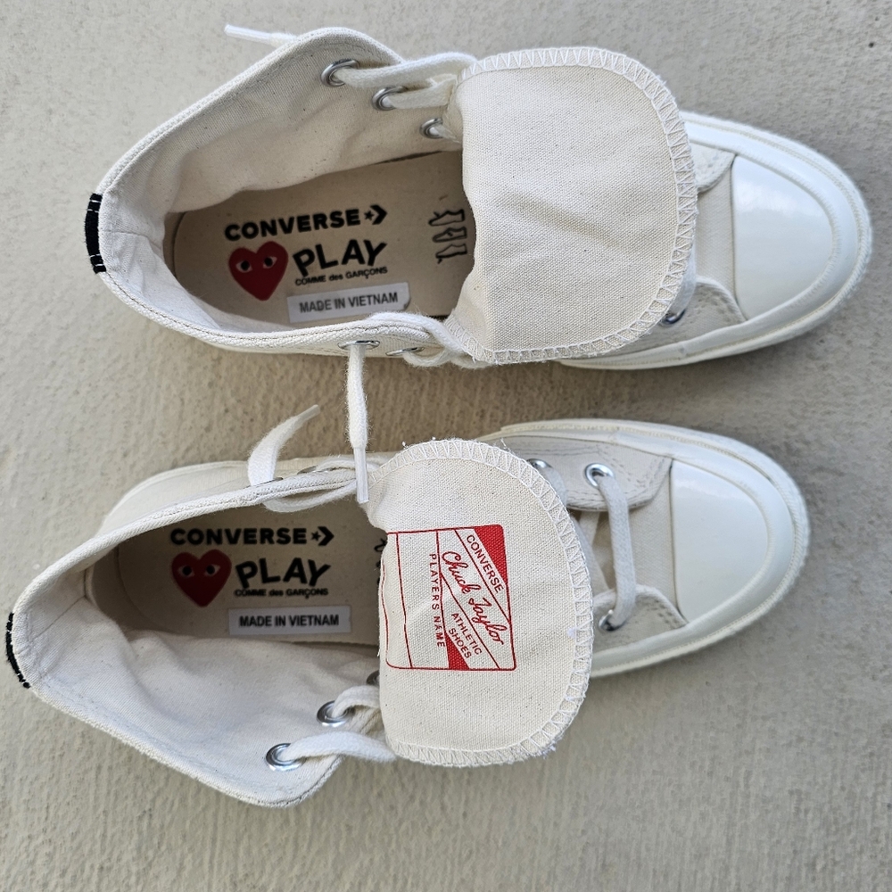 Comme des Garcons PLAY Cream Red Sneakers - Picture 7 of 16